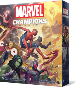 vue de face de la boite de base du jeu Marvel Champions
