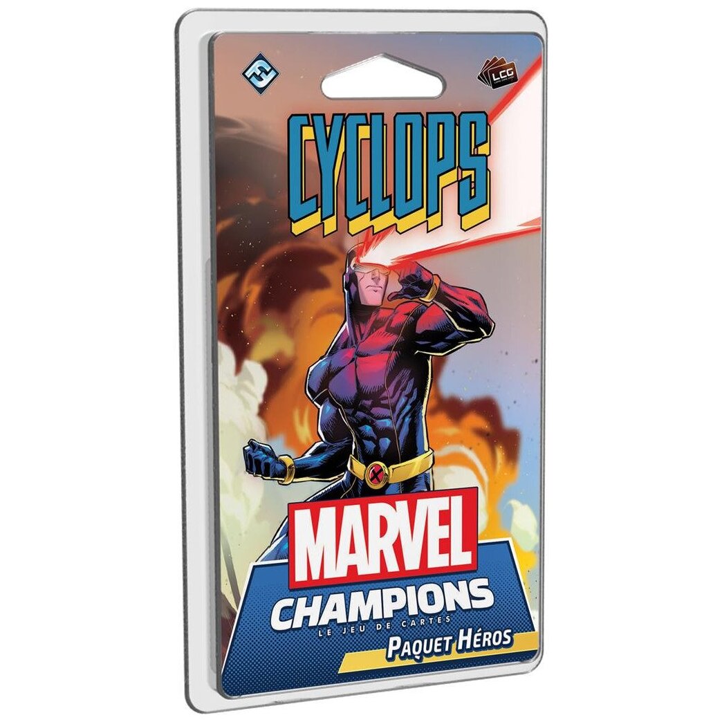 vue de face de la boite du jeu Marvel Champions - Cyclops