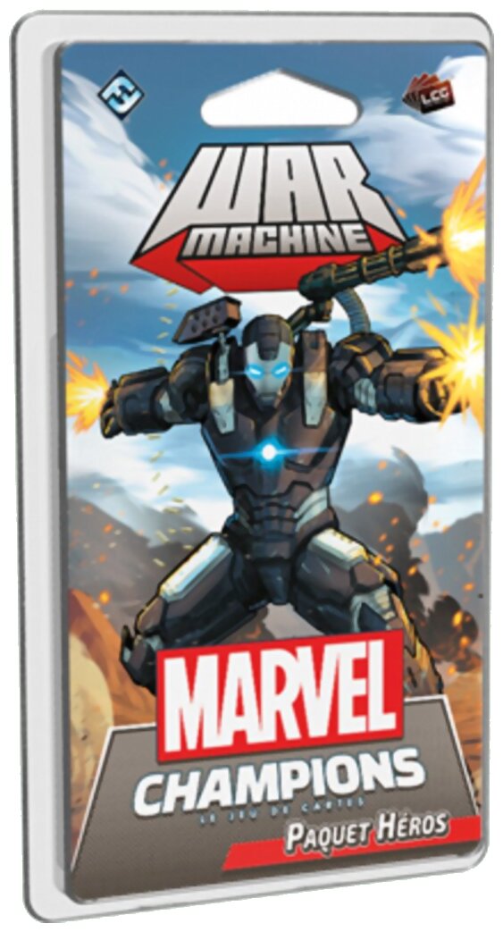 vue de face de la boite Marvel Champions - Warmachine