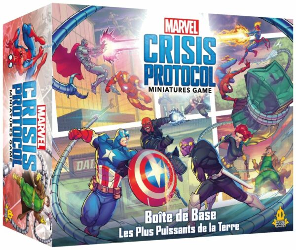 vue de face de la boite du jeu Marvel Crisis Protocol - Les Plus Puissants De La Terre