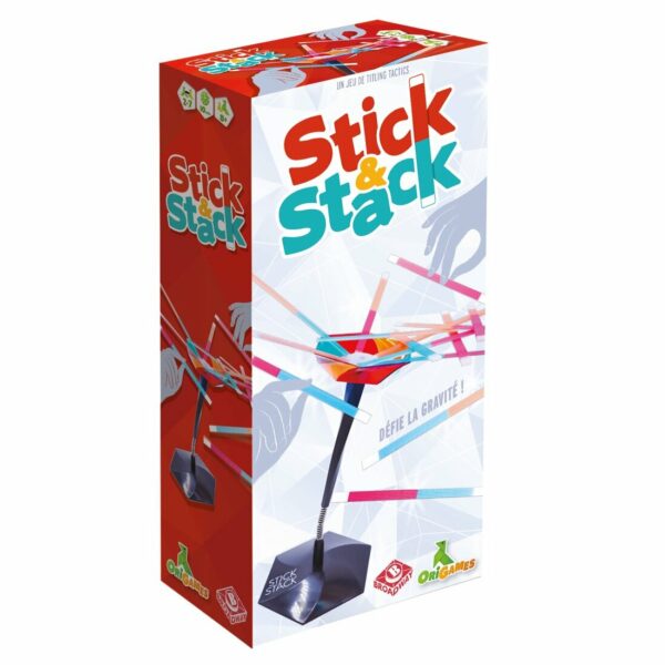 vue de face de la boite du jeu Stick & Stack