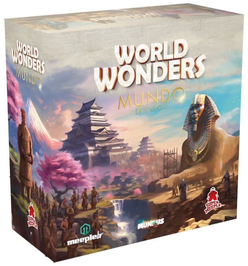 vue de face de la boite du jeu World Wonders - Mundo