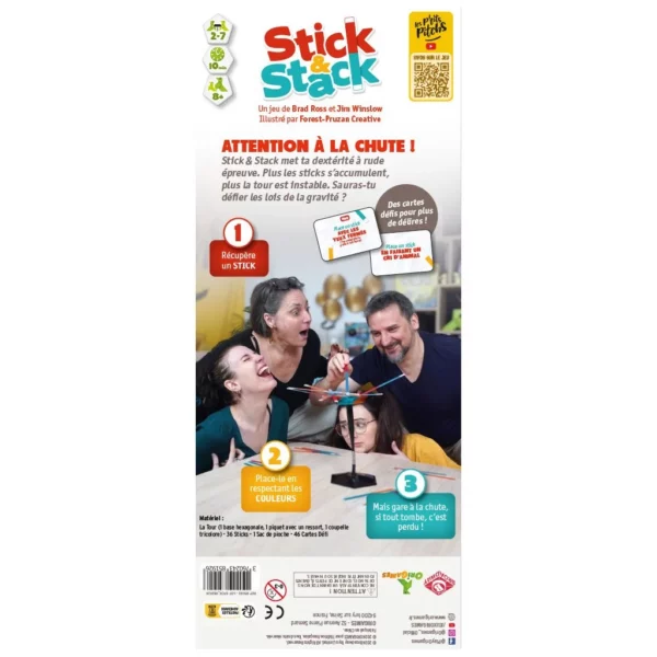 vue de dos de la boite du jeu Stick & Stack