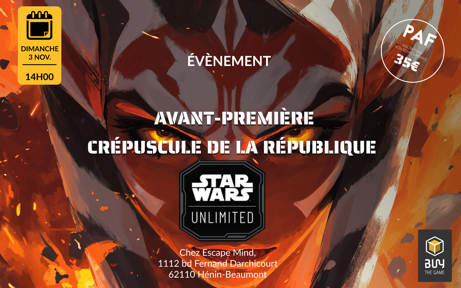 visuel Avant-Première Star Wars Unlimited : crépuscule de la république