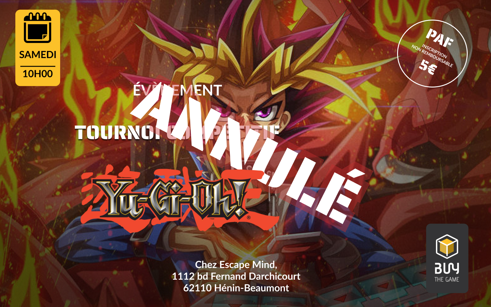 Tournoi Yu-Gi-oh annulé