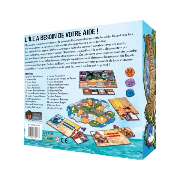 vue de dos de la boite Spirit Island